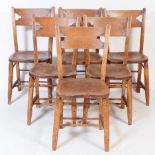 SET OF SIX EARLY 20TH CENTURY OAK CHURCH CHAIRS