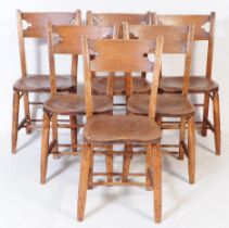 SET OF SIX EARLY 20TH CENTURY OAK CHURCH CHAIRS