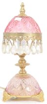 VICTORIAN BOUDOIR STYLE BRASS & GLASS LAMP LIGHT