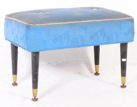 RETRO MID 20TH CENTURY BLUE UPHOLSTERED FOOTSTOOL