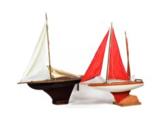 TWO VINTAGE HAND MADE WOODEN POND YACHTS