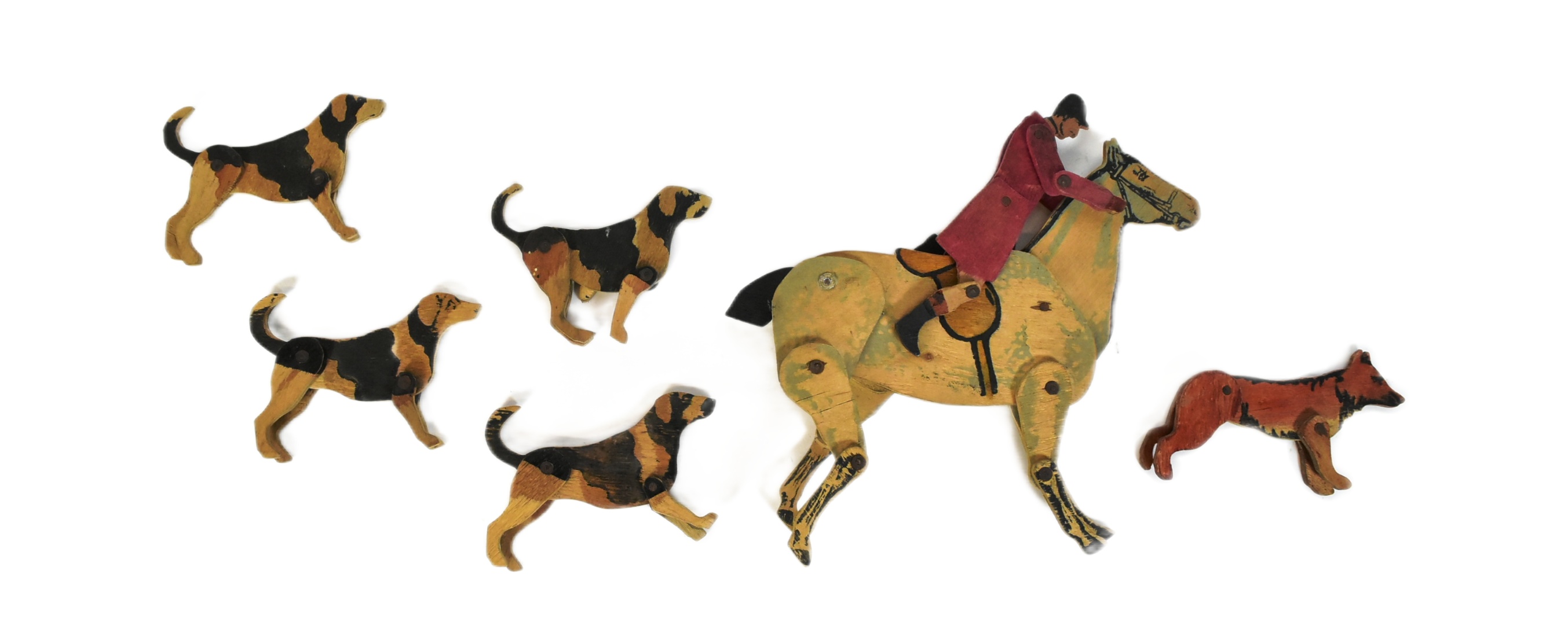 VICTORIAN WOODEN HORSE & HOUNDS