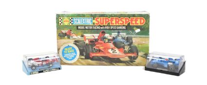 SCALEXTRIC - VINTAGE SUPERSPEED SET PLUS X2 EXTRA CARS