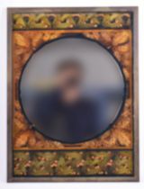 1970S REVERSE PAINTED MIRROR WITH METAL FRAME