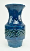 VINTAGE MID CENTURY ITALIAN COBALT BLUE CERAMIC VASE