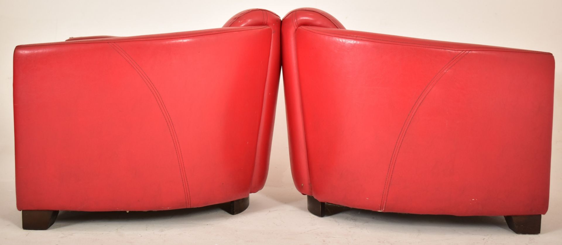 PAIR OF RETRO 20TH CENTURY AVIATION RED LEATHER ARMCHAIRS - Image 8 of 8