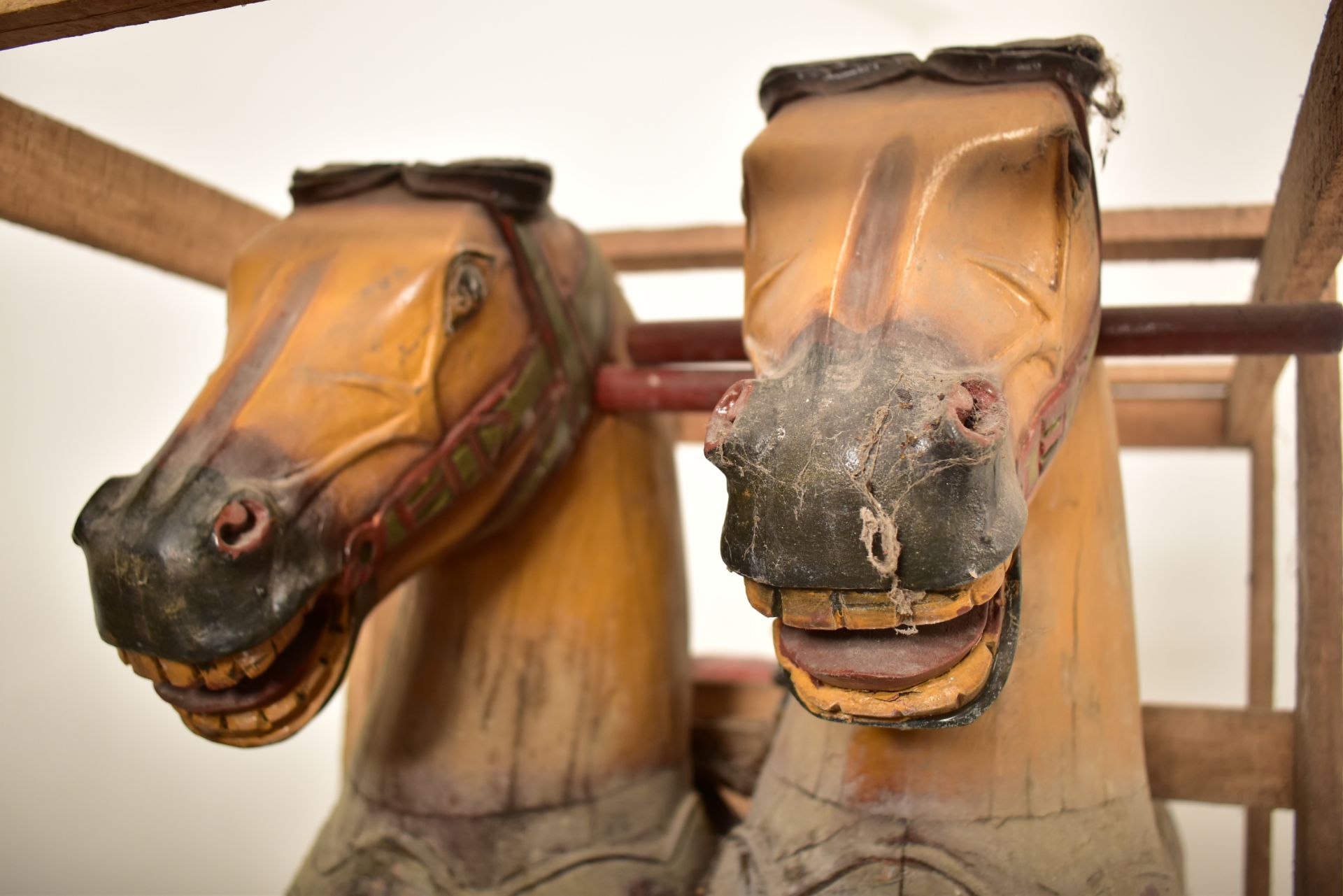 PAIR OF NEW OLD STOCK CARVED WOODEN CAROUSEL HORSES - Image 2 of 5