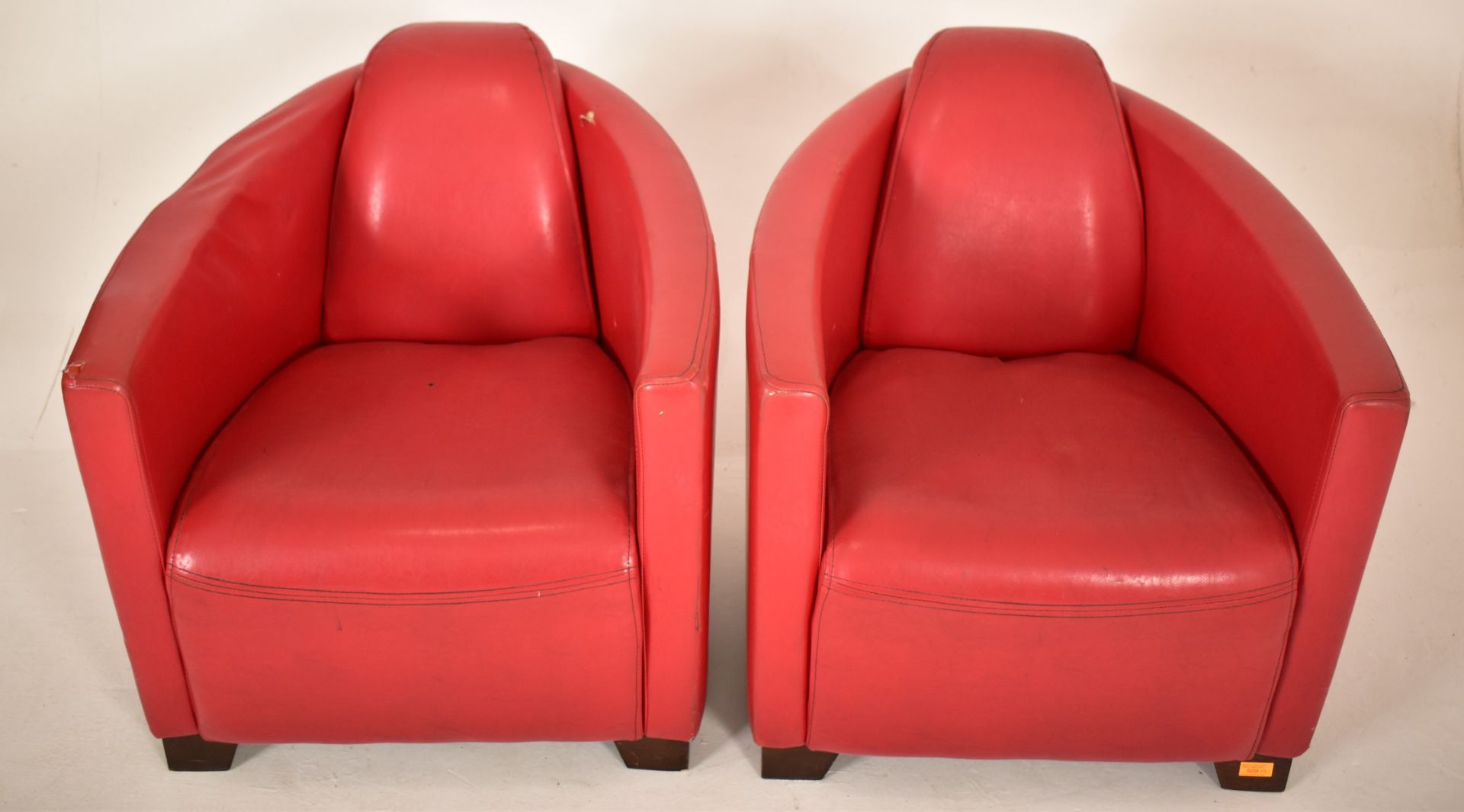 PAIR OF RETRO 20TH CENTURY AVIATION RED LEATHER ARMCHAIRS - Bild 2 aus 8