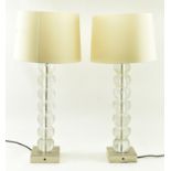 PORTA ROMANA - PAIR OF SPUN CLEAR GLASS DESK LAMPS