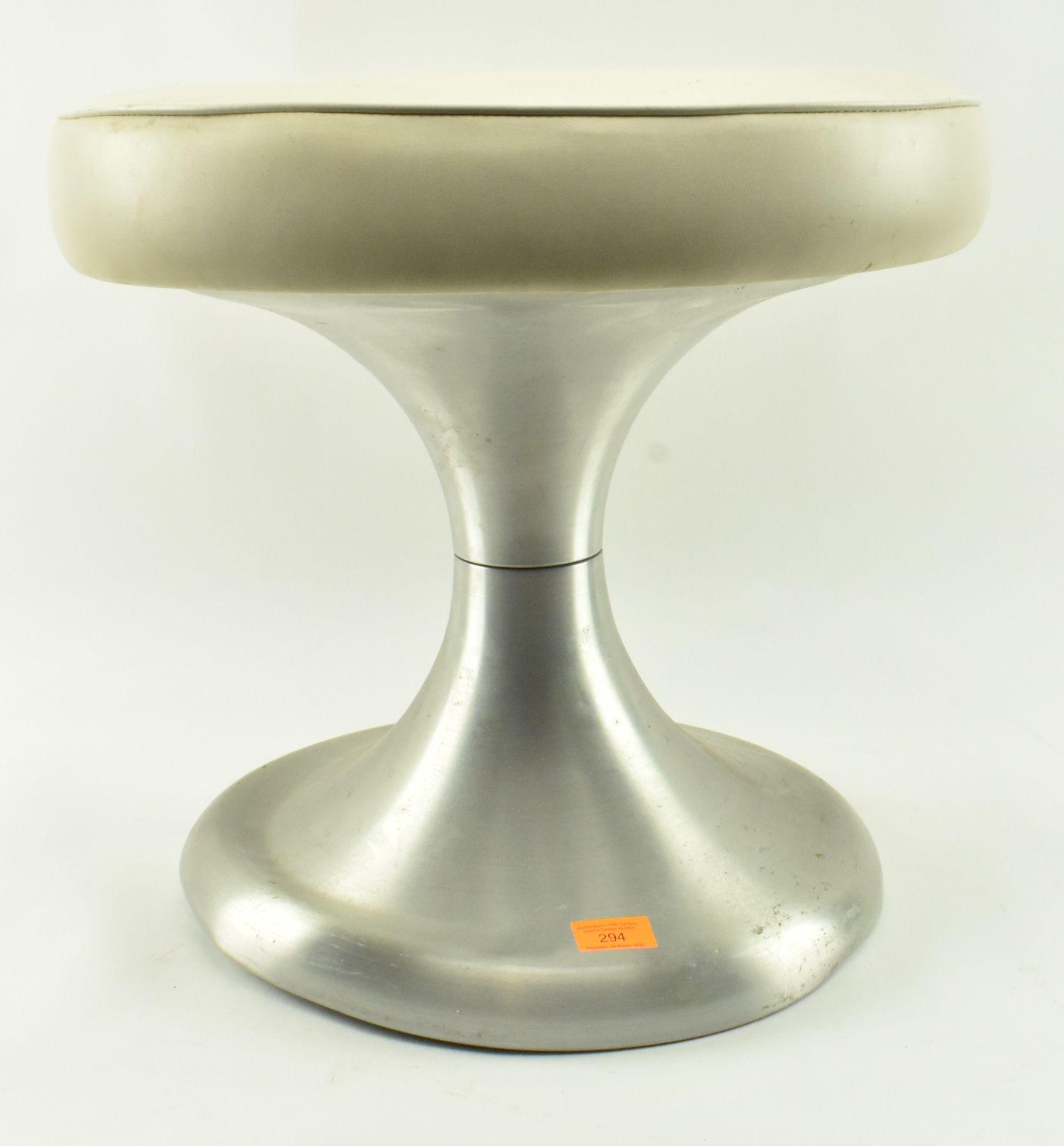 RETRO 20TH CENTURY LEATHERETTE & CHROME TULIP STYLE STOOL