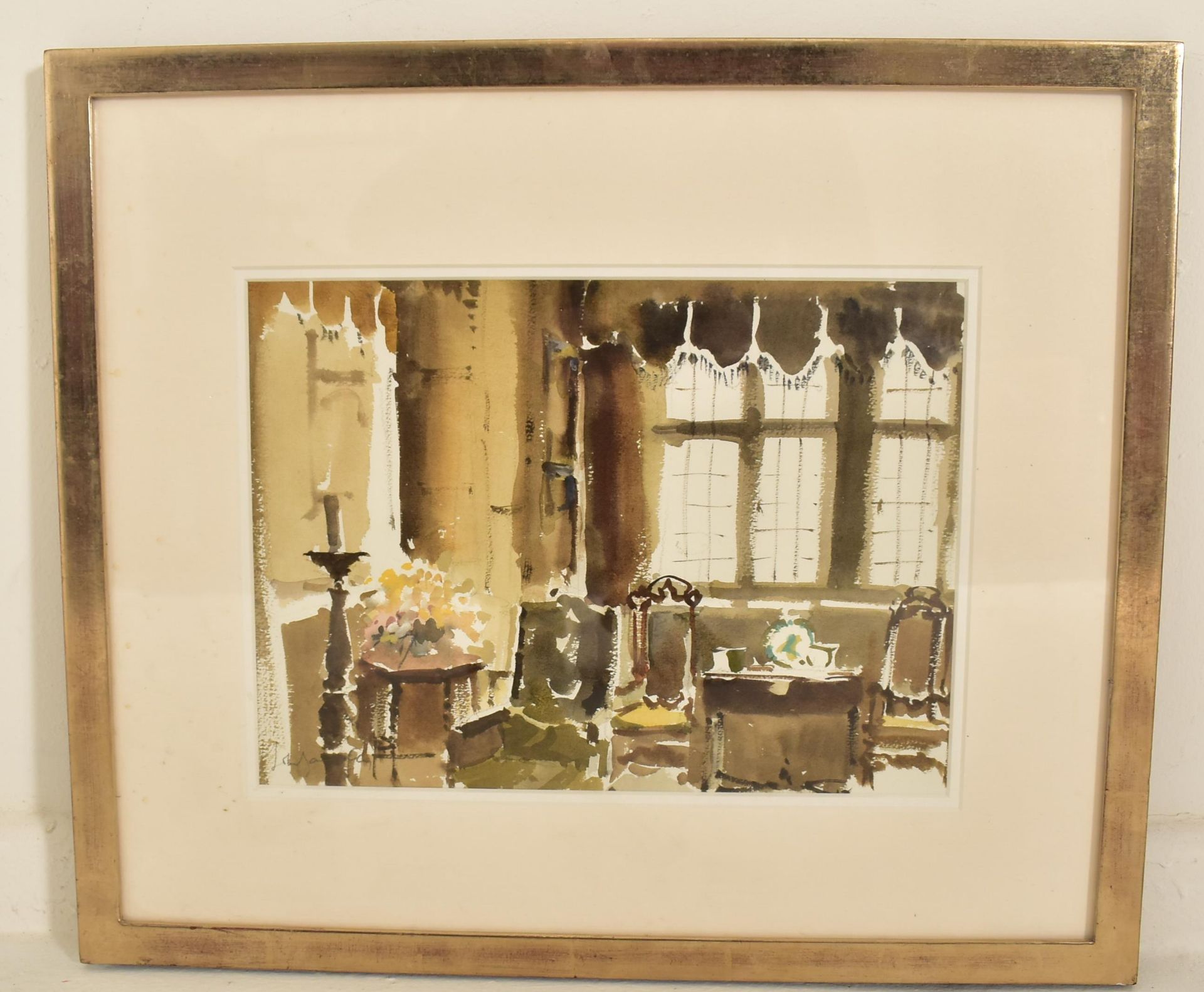 JOHN YARDLEY - 'THE BROWN PARLOUR' - WATERCOLOUR ON PAPER - Image 3 of 6