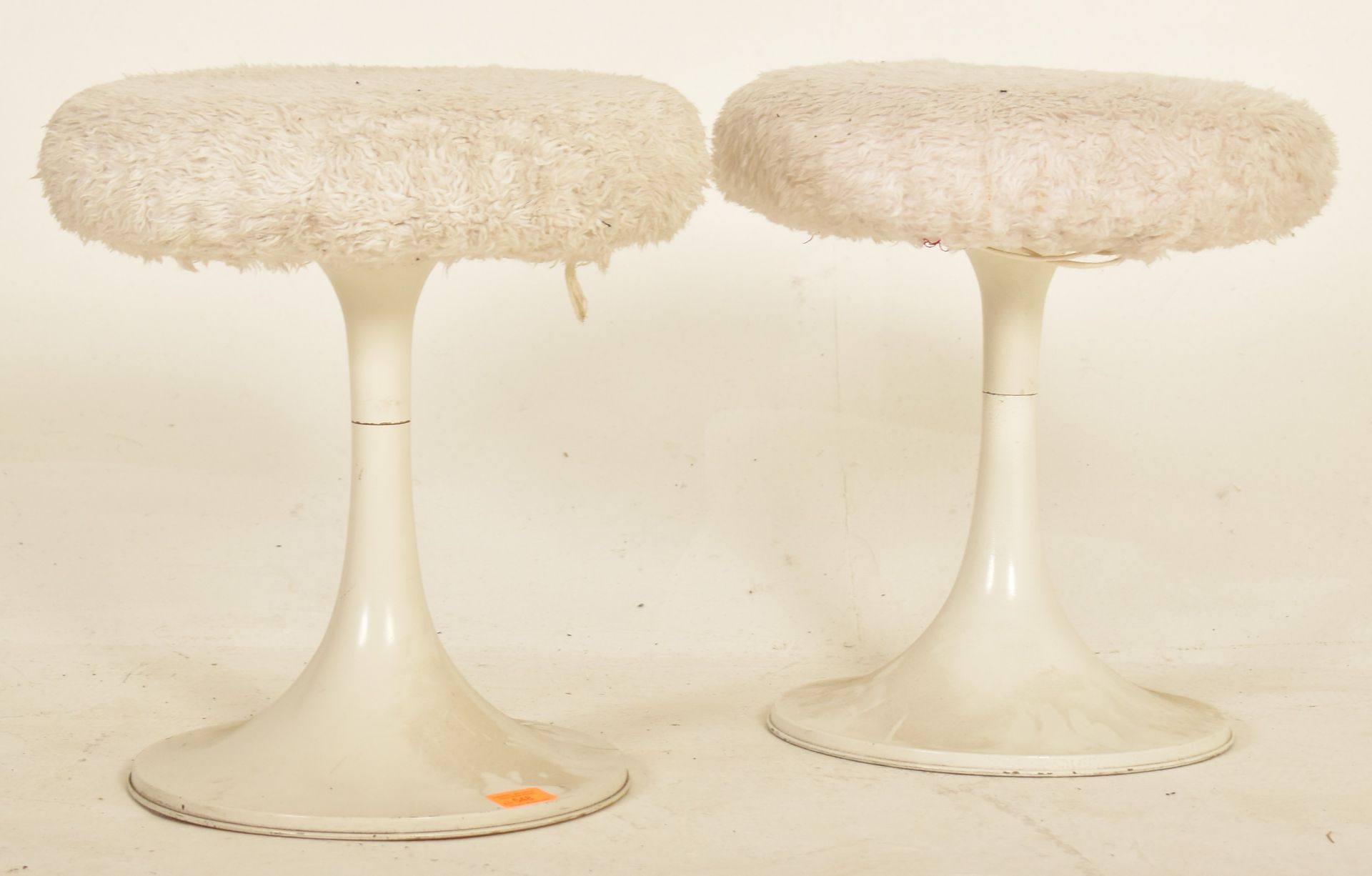 PAIR OF VINTAGE 2002 TULIP FAUX FUR STOOLS