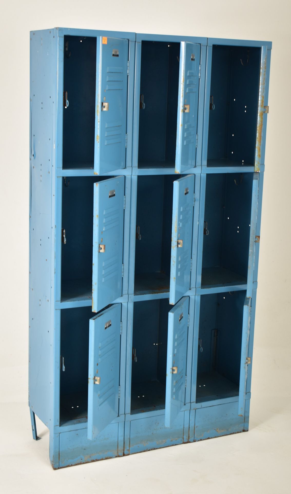 20TH CENTURY NINE SECTION INDUSTRIAL METAL LOCKER CABINET - Image 2 of 5