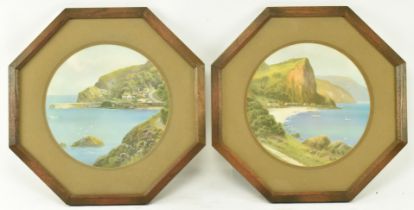 PAIR OF ART DECO 1930S J. H. WELSH HEXAGONAL OAK FRAMES