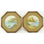 PAIR OF ART DECO 1930S J. H. WELSH HEXAGONAL OAK FRAMES