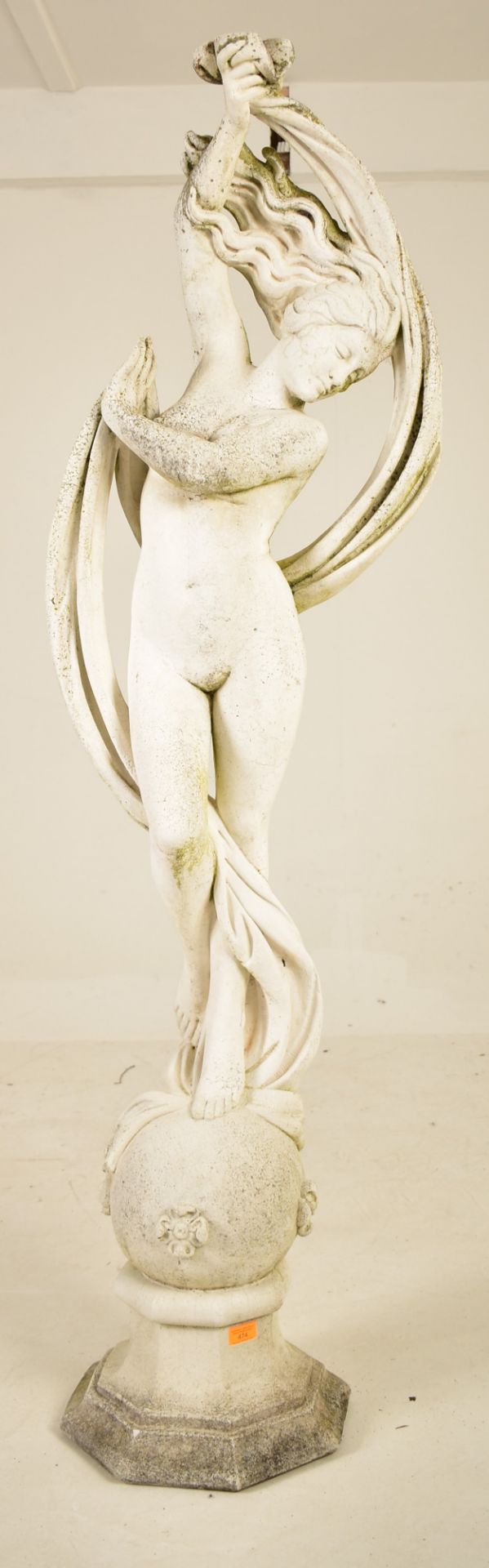 20TH CENTURY COMPOSITE GARDEN SCULPTURE OF DANCING MAIDEN