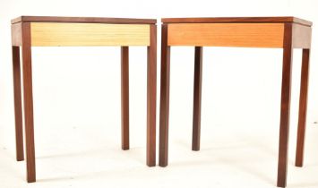 BRITISH MODERN DESIGN - PAIR TEAK OCCASSIONAL SIDE TABLES