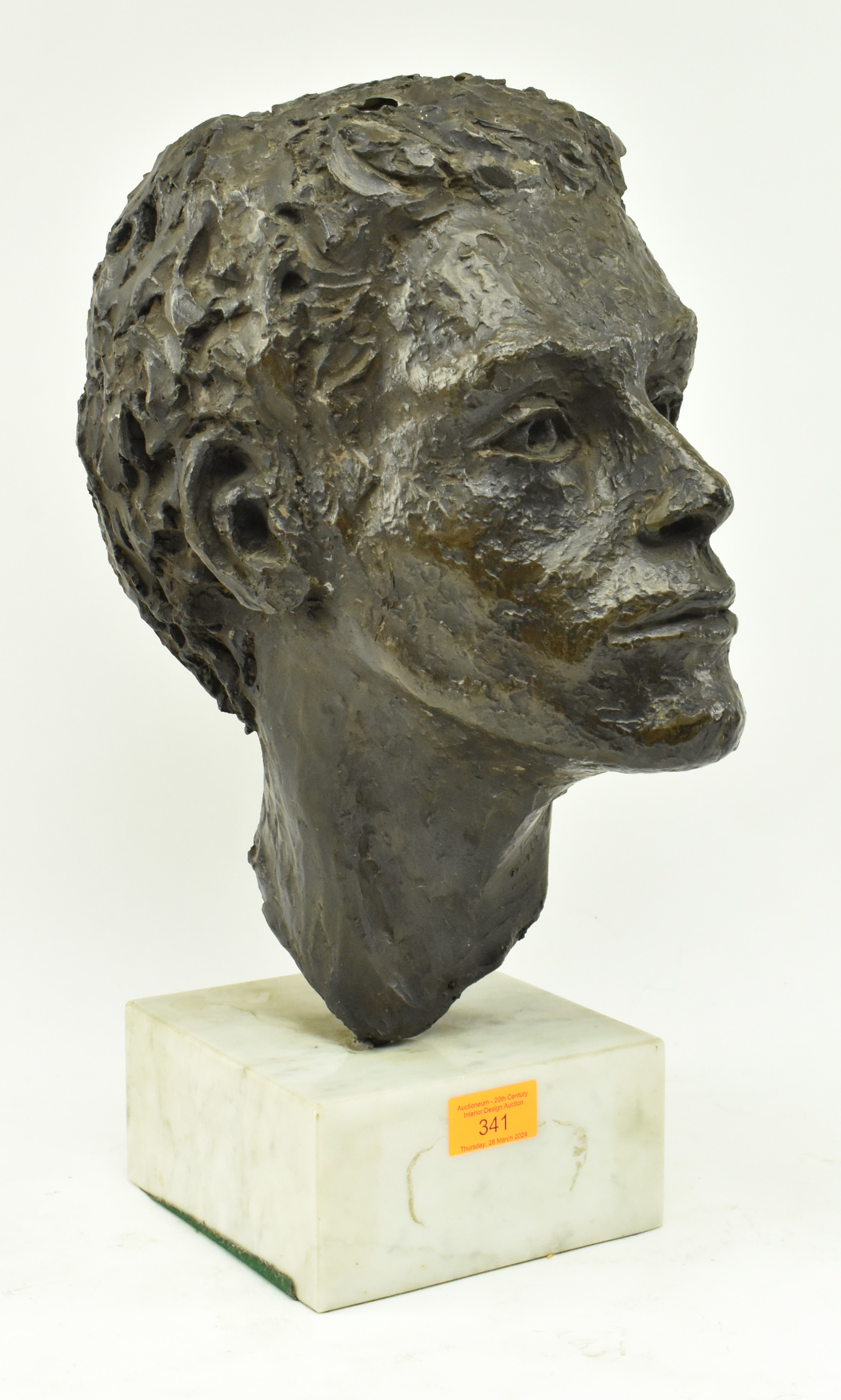 LARGE 20TH CENTURY PATINATED RESIN BUST OF MALE HEAD