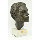 LARGE 20TH CENTURY PATINATED RESIN BUST OF MALE HEAD