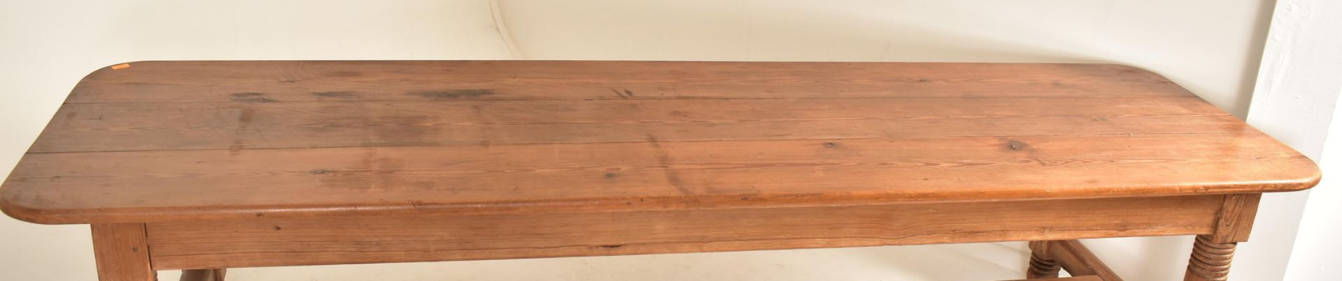 LARGE 20TH CENTURY PINE WOOD REFECTORY DINING TABLE - Image 3 of 6