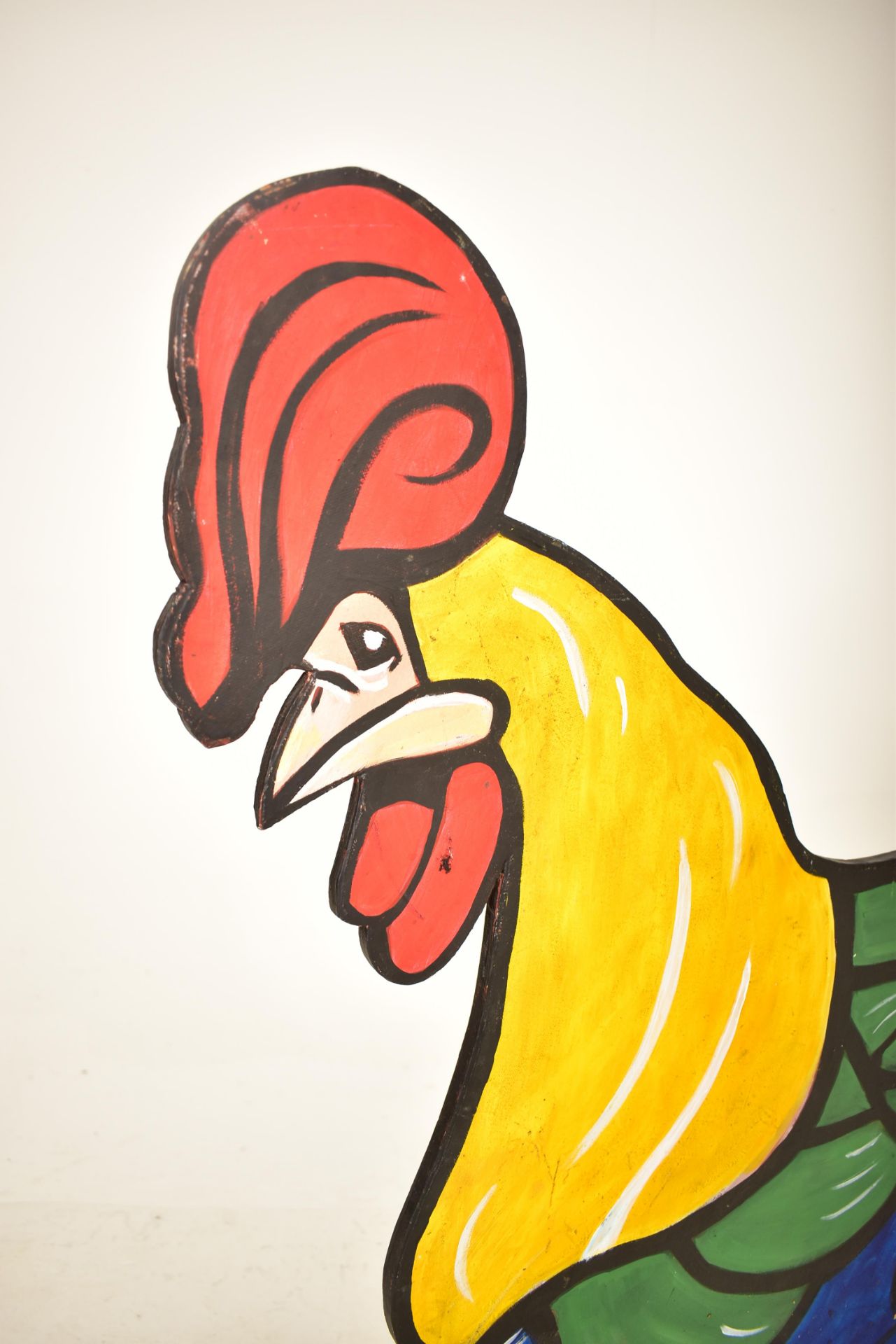 20TH CENTURY FAIRGROUND HAND PAINTED COCKEREL PANEL - Image 2 of 4