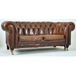 CONTEMPORARY BROWN LEATHER CHESTERFIELD SOFA