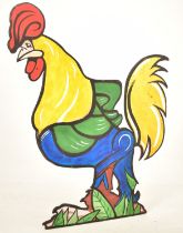 20TH CENTURY FAIRGROUND HAND PAINTED COCKEREL PANEL