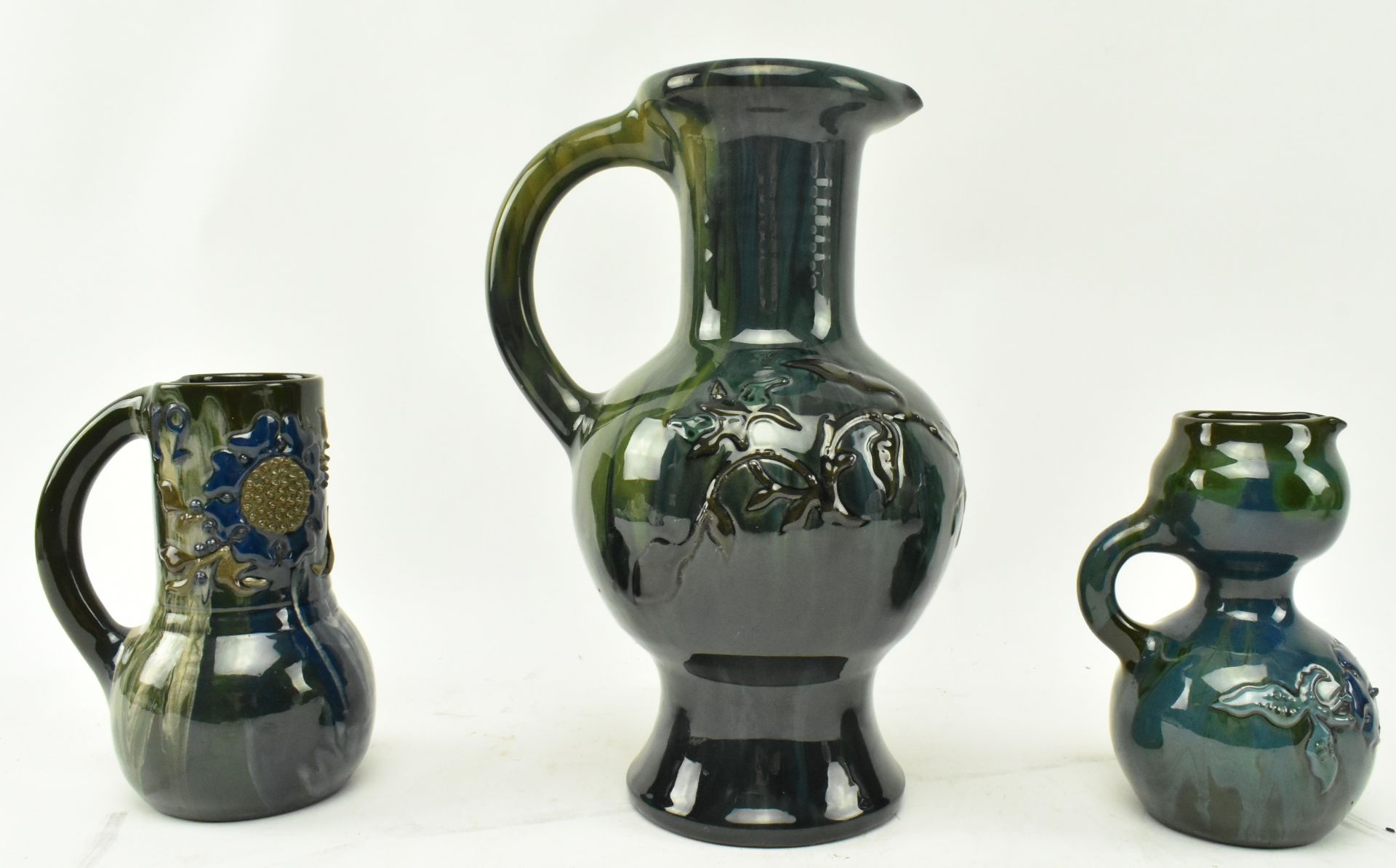 ELTONWARE POTTERY, CLEVEDON - THREE POTTERY HANDLED JUGS - Image 2 of 10