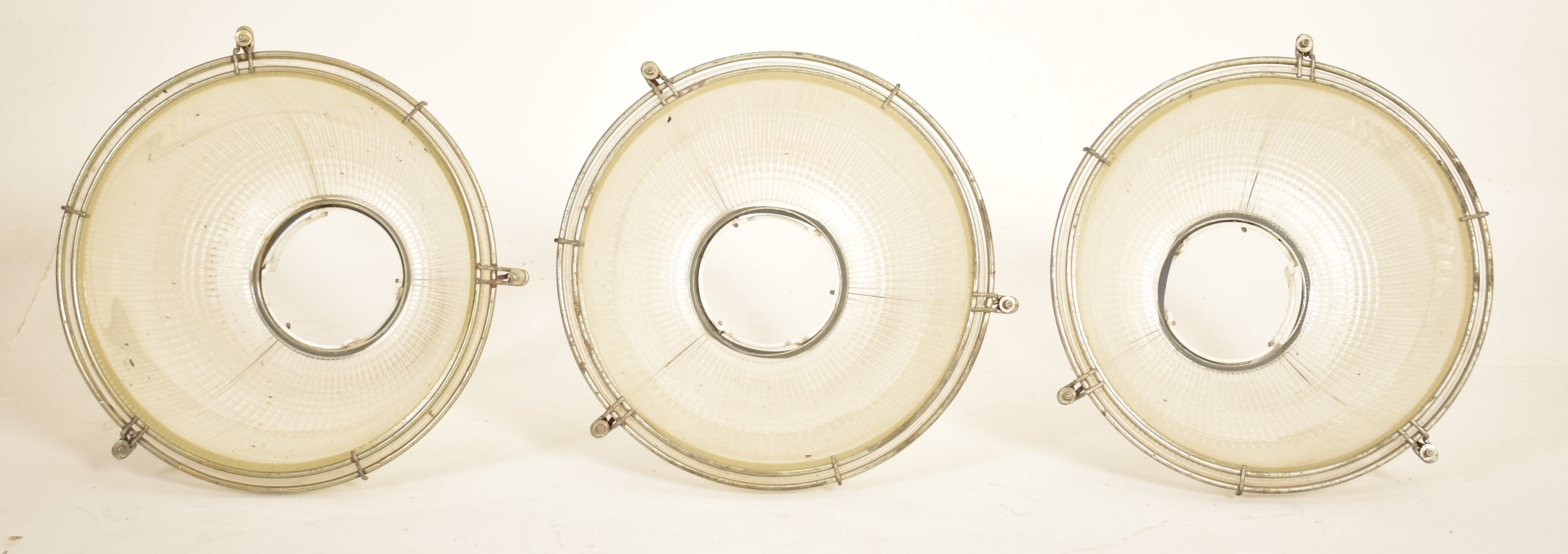 HOLOPHANE - THREE RETRO MID CENTURY INDUSTRIAL LIGHT SHADES - Image 4 of 4