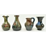 ELTONWARE POTTERY, CLEVEDON - FOUR GLAZED SHAPED VASES