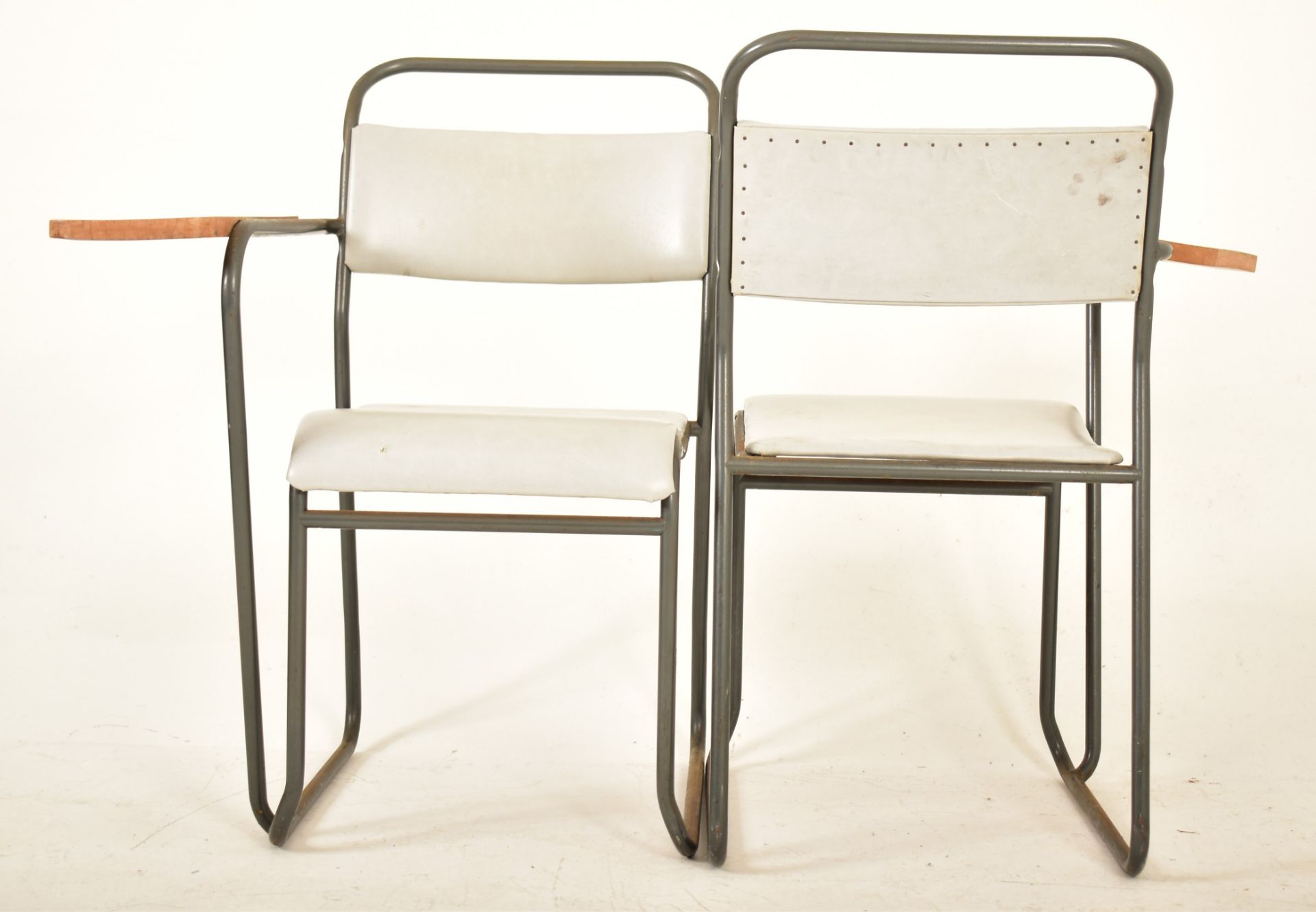 THREE VINTAGE 20TH CENTURY INDUSTRIAL SCHOOL DESKS - Image 4 of 7