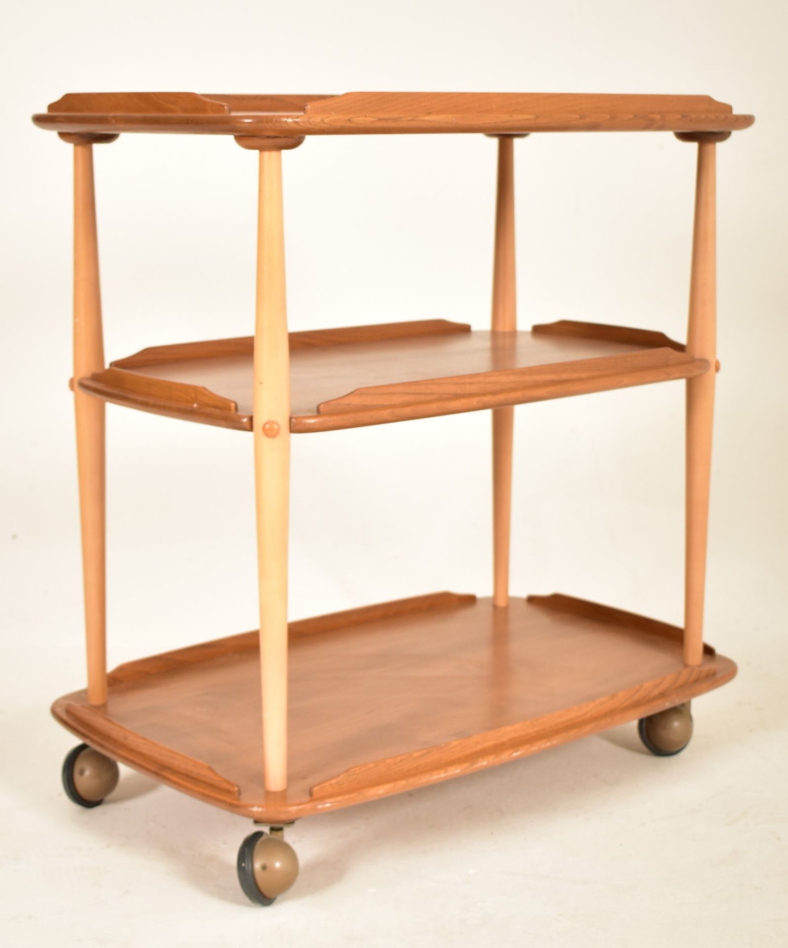 ERCOL - MODEL 458 - 20TH CENTURY BEECH & ELM COCKTAIL TROLLEY