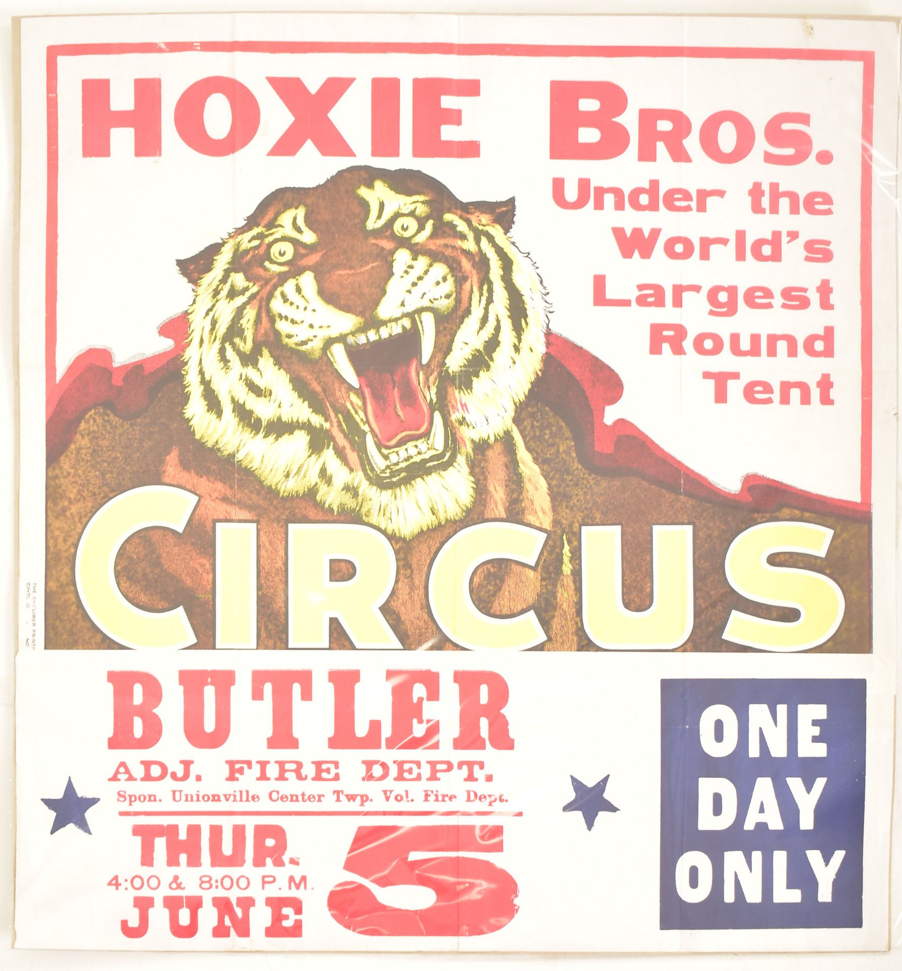 HOXIE BROS. CIRCUS - VINTAGE 20TH CENTURY ADVERTISING POSTER