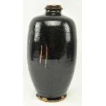 JIM MALONE (B. 1946) - STONEWARE BOTTLE VASE TENMOKU FINISH