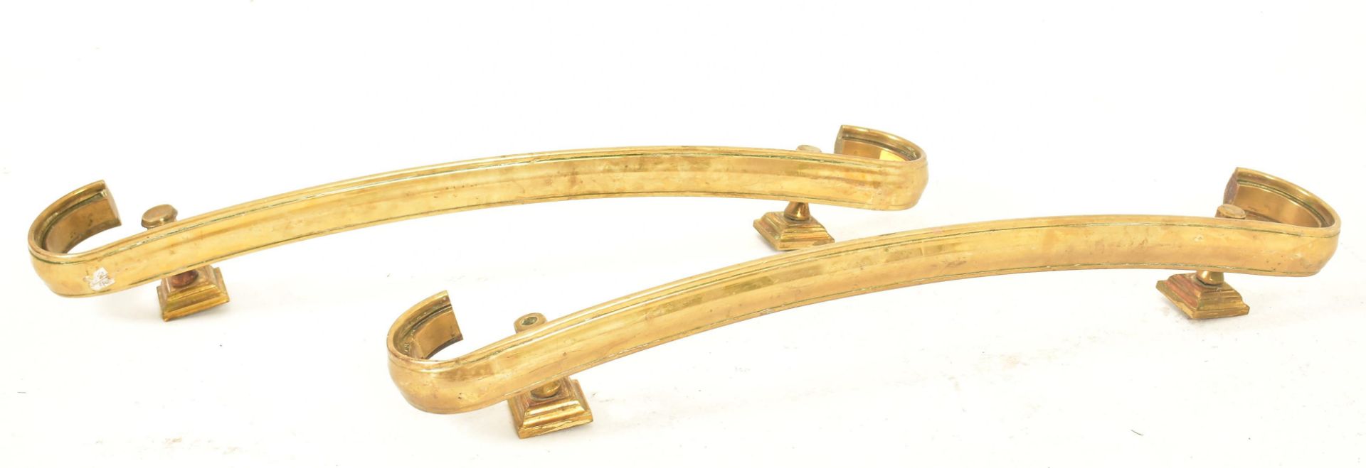 PAIR OF EARLY 20TH CENTURY BRASS THEATRE HANDRAILS