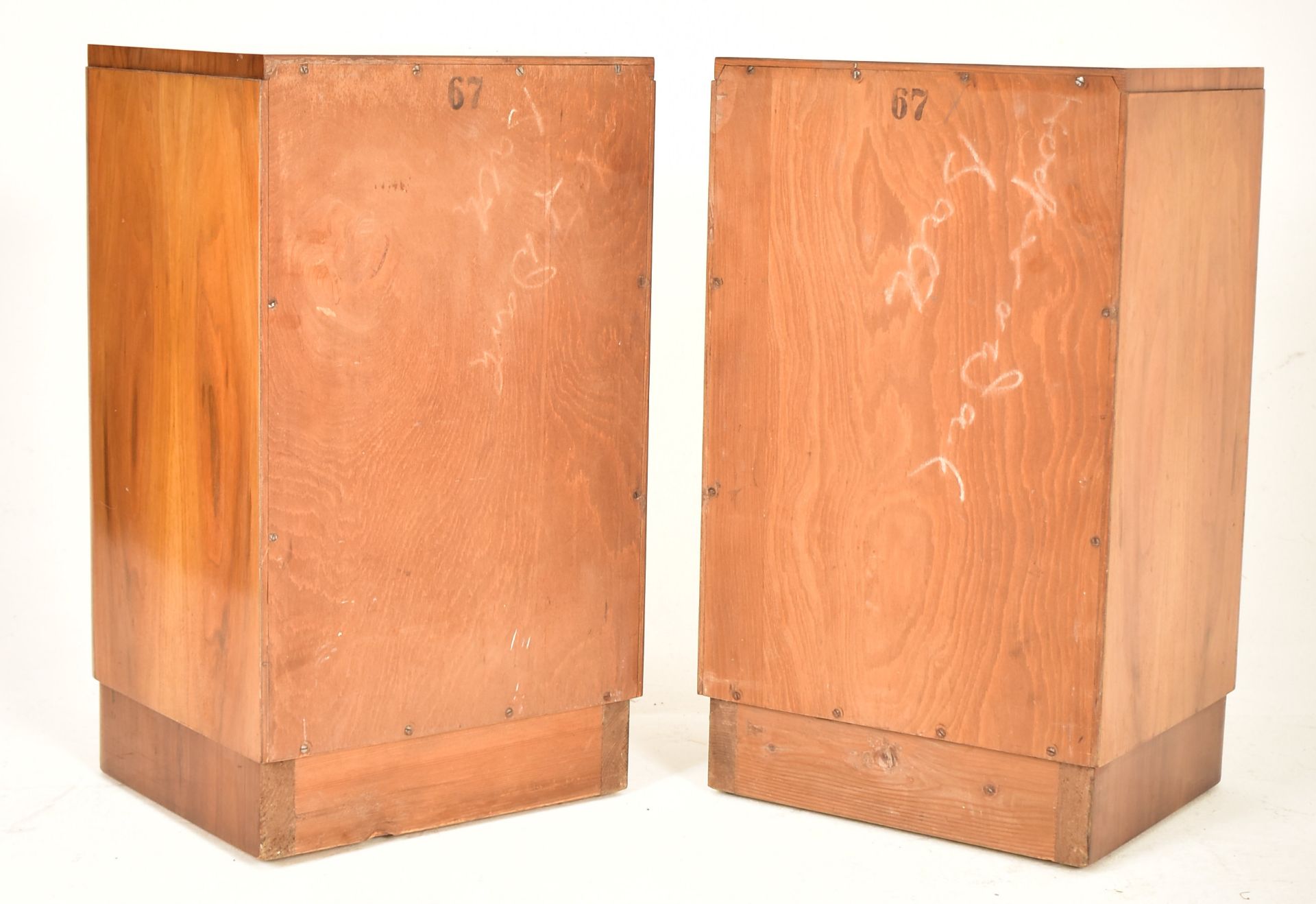 PAIR OF 20TH CENTURY ART DECO WALNUT BEDSIDE CUPBOARDS - Image 5 of 5