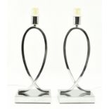 PAIR OF CONTEMPORARY HIGH END CHROME ABSTRACT DESK LAMPS