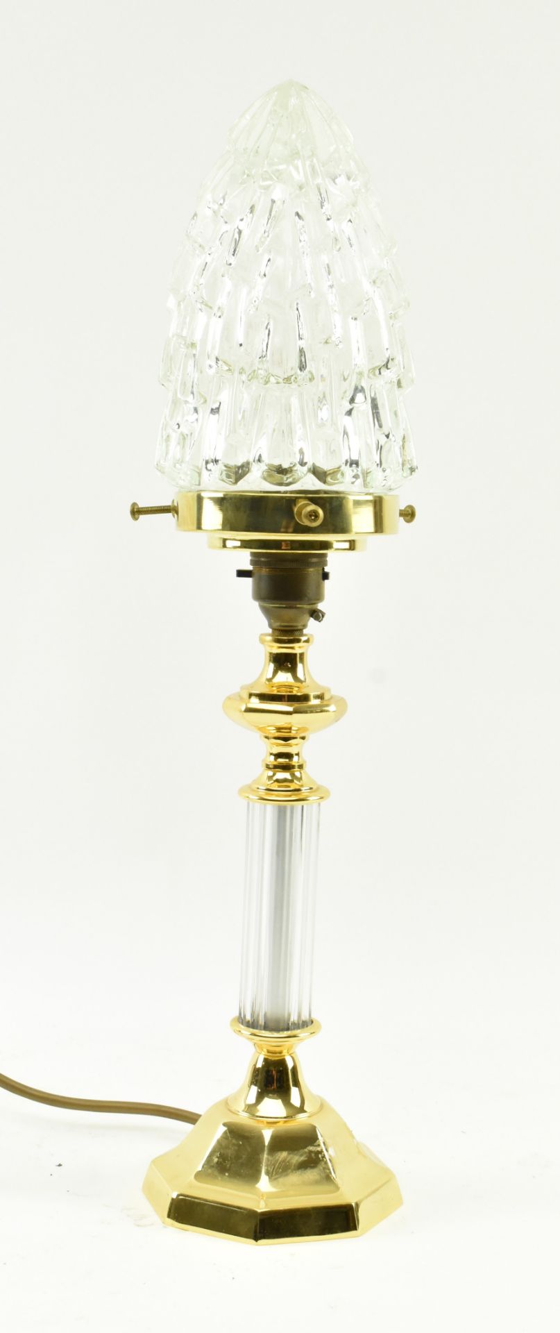 ART DECO STYLE GILT METAL & GLASS DESK TABLE LAMP
