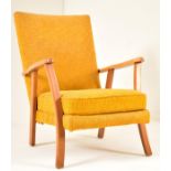 VINTAGE BEECH FRAMED EASY LOUNGE ARMCHAIR