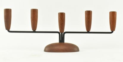 RETRO 20TH CENTURY DANISH 1960S WOOD & IRON CANDLESTICKS