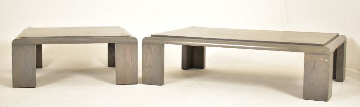 TWO LATE 20TH CENTURY ASH VENEERED LOW OCCASIONAL TABLES