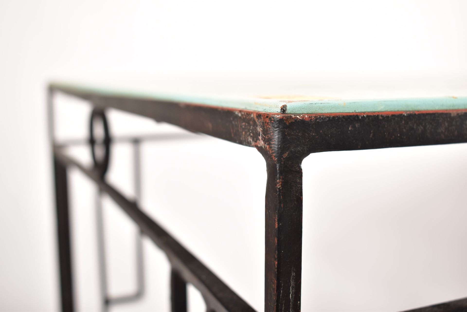 20TH CENTURY IRON & LEATHER CONSERVATORY DINING TABLE - Image 3 of 6