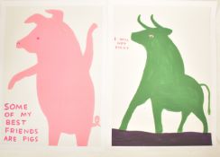 TWO DAVID SHRIGLEY 2020 OFFSET LITHOGRAPHS FROM ANIMAL SERIES