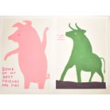 TWO DAVID SHRIGLEY 2020 OFFSET LITHOGRAPHS FROM ANIMAL SERIES