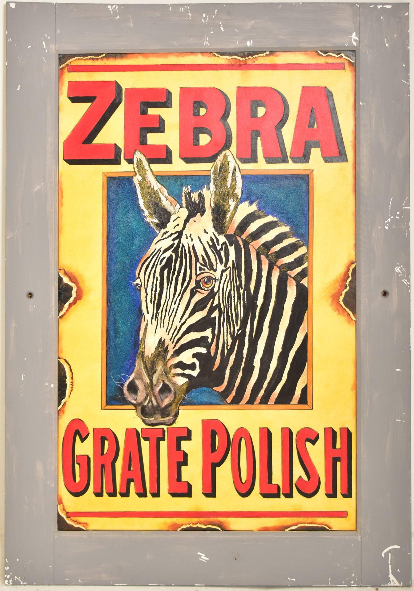 ZEBRA GRATE POLISH - OIL ON BOARD ARTIST IMPRESSION SIGN