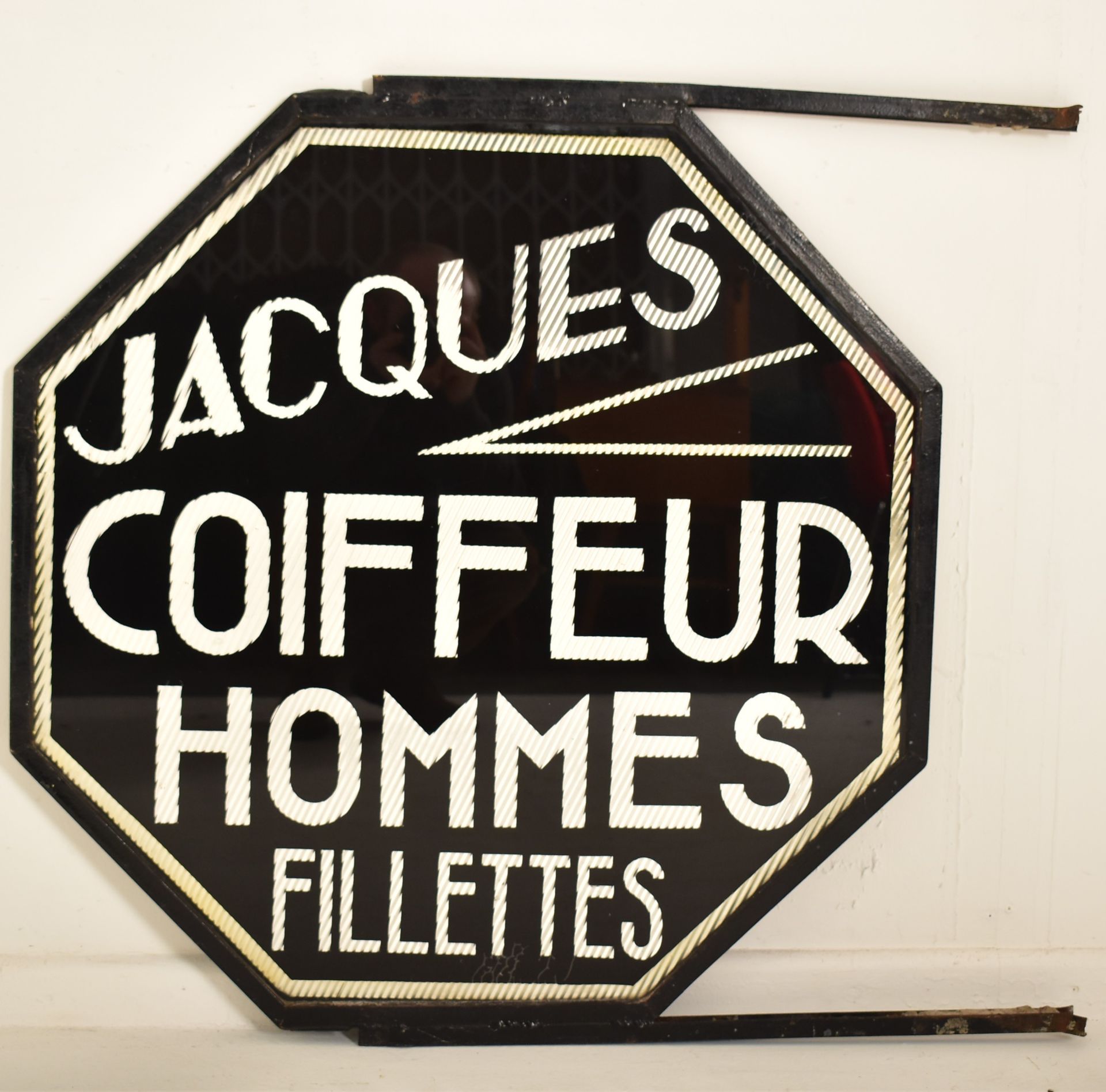 JACQUES COIFFEUR HOMMES FILLETTES - FRENCH GLASS SIGN - Bild 5 aus 5