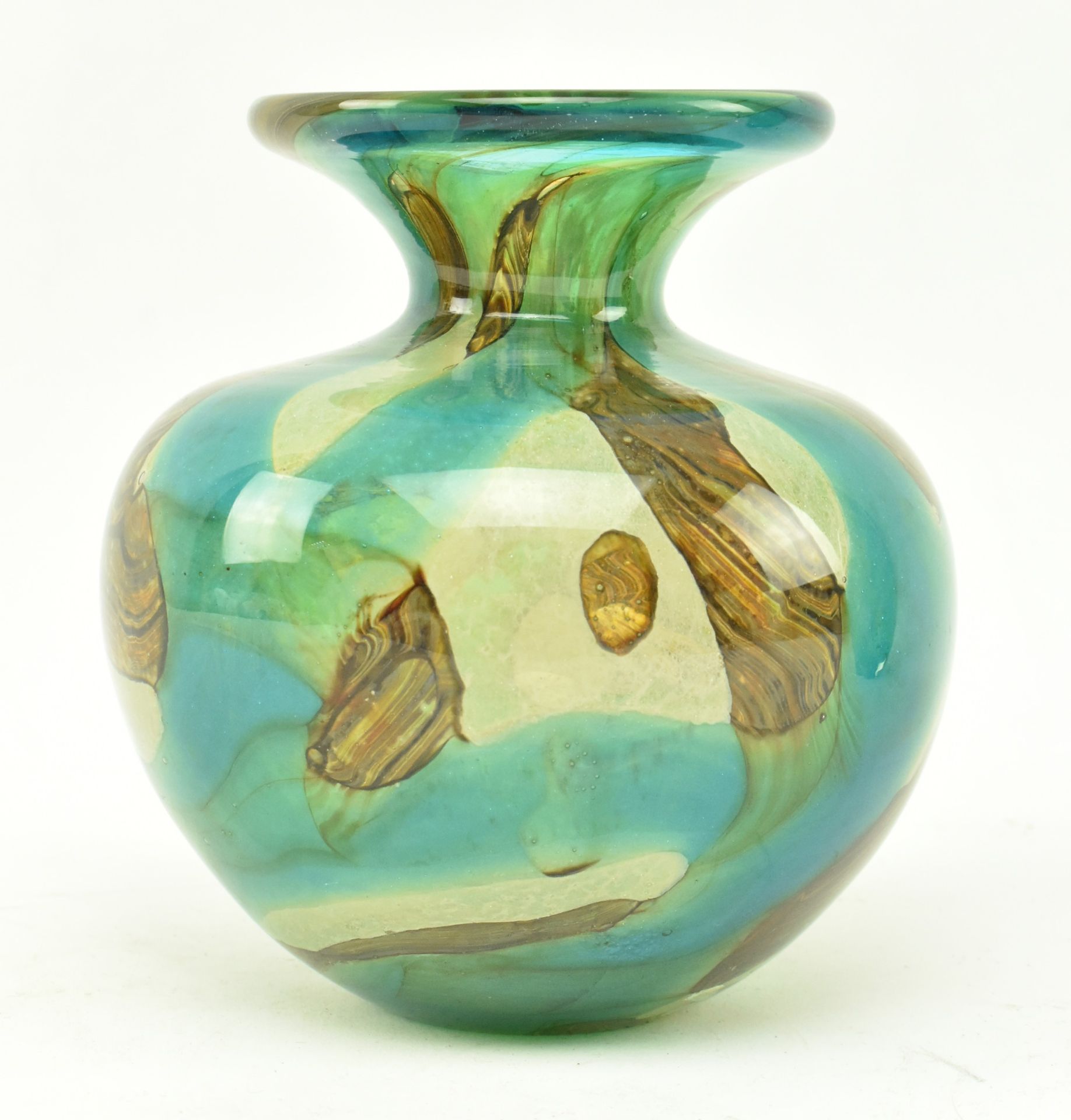 MDINA - TWO TIGER PATTERN POLYCHROME GLASS VASES - Image 2 of 8