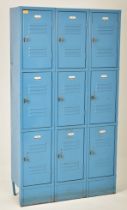 20TH CENTURY NINE SECTION INDUSTRIAL METAL LOCKER CABINET