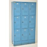 20TH CENTURY NINE SECTION INDUSTRIAL METAL LOCKER CABINET