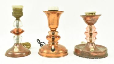 SELECTION OF THREE VINTAGE FRENCH COPPER TABLE LAMPS